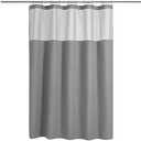 N&Y HOME 54 Inch Waffle Weave Shower Curtain with Snap-in Fabric Liner & 12 Metal Hooks Set - 54" x 72" Shower Stall Size, Hotel Style & Mesh Top Window, Machine Washable - Gray, 54x72