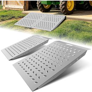 Heavy-Duty Shed Garage Access Ramps 2 PCS, 1500LBS Capacity Anti-Slip Punch Plate, Perfect for Riding Mowers, Motorcycles, Tractors, Snow Blowers & Garden Carts