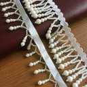 FQTANJU 2 Yards Pearl Lace Edge Trim Fringe for Sewing Craft Wedding Bridal Dress Sash Belt Headwear Clothes Decor