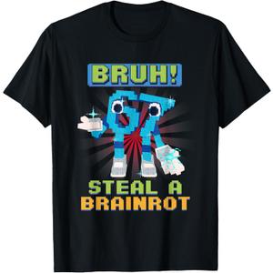 Funny Pixel Meme Bruh 67 Steal a Brainrot T-Shirt (S)