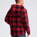 G Gradual Men's Flannel Jacket Fleece Sherpa Lined Hoodies Zip Up Plaid Shirt Warm Winter Jackets for Men with Zipper Pockets (Red, M)