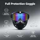 2 Pack Motorcycle Mask,Tactical Full Face Mask Ski Mask Goggles Detachable,Airsoft Mask Full Face, Paintball Mask