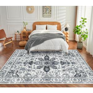 Area Rugs 810 Living Room Clearance 810 Boho Gray and White Rugs 810 No-Slip Low Pile Vintage Washable Rugs 810 Washable for Bedroom Farmhouse Living Room