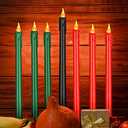 7 Pcs Kwanzaa Candle Set Flameless Mishumaa Saba 11'' LED Candles for Happy Kwanzaa Decor Green Red Black Taper Candles Battery Operated Advent Candle for Kwanzaa Kinara Set Wreath Dinner Church Home, Set of 2