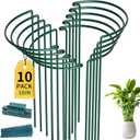 TCBWFY 10 Pack Garden Plant Support Stakes,10" Widex16 High Heavy Duty Interlinked Half Round Peony Support Ring Cage for Indoor Outdoor Plants,Plant Supports for Peony, Tomato, Hydrangea, Rose (Dark Green)