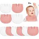 Seematn 10 Pcs Baby Muslin Bibs for Unisex Girls & Boys Drool Bibs Bandana Ruffle Soft Cotton for Newborn Infants Toddlers(Pink, White)