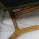 Karl home Accent Chair Mid-Century Modern Chair with Pillow Linen Fabric Upholstered Lounge Arm Chair with Solid Wood Frame & Soft Cushion for Living Room, Bedroom, Balcony, Green