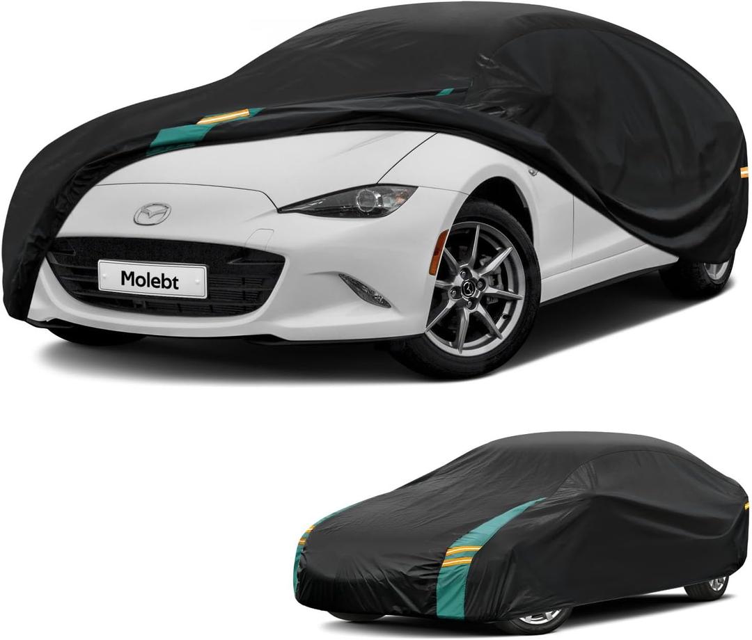 Small Car Cover Waterproof All Weather for Coupe, Universal Fit for Mazda Miata/MX-5, BMW Z3, Pontiac Solstice, Audi TT, Honda S2000, Rain Winter Sun Protection (Length up to 165)
