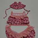 Leopard Dog Bikini Beach Swimsuit with Dog Hat Swimming Cap Puppy Bathing Dress Suit Summer Pet Clothes Cat Costumes for Small Dog (X-Large, Pink) (X-Large(Chest 18.8inch|Pet 9-12LBS ), Pink)