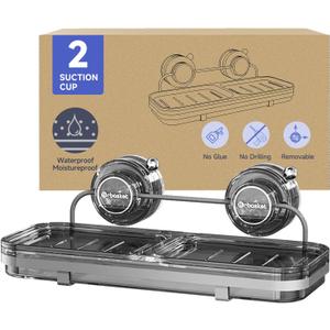 Soap Dish for Shower Suction Cup Wall Soap Bar Holder Self Draining NO-Drilling Removable Sponge Holder for Bathroom Bathtub Kitchen Sink Waterproof Strong Vacuum Suction Adhesion