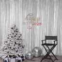 Hahuho Silver Sequin Backdrop Curtain, 4PCS 2FTx8FT Glitter Backdrop Curtain for Parties, Christmas, Wedding, Party Decoration4 Panels, 2FT x 8FT, Silver
