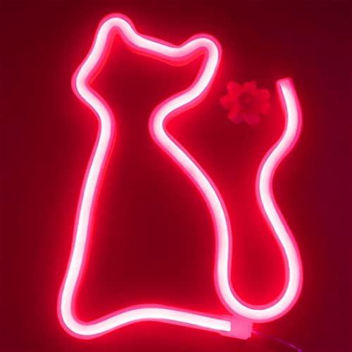 LED Red Cat Neon Signs Lights Wall Decor,Battery or USB Operated for Room,Wall Decor Table LED Neon Light Sign,Decorative for Bar,Christmas,Home Party, Wedding Birthday Kids or Girls Room(Red Cat)