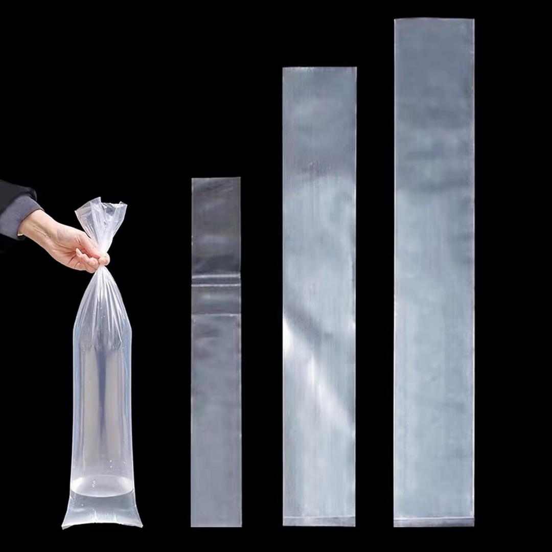 8x40 Inch (100 Pack) Flat Open Poster Bags Sleeves, 2 Mil Long Narrow Plastic Sleeves, Blueprint Bags Clear, Long Plastic Bags, Waterproof Tube Storage Bag