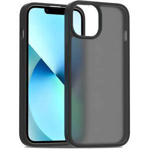 TENOC Phone Case Compatible with iPhone 13 & iPhone 14, Black Case Translucent Protective Bumper Matte Hard Back Cover for 6.1 Inch