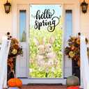 Rustic Spring Easter Bunny Door Cover Decoration 35 * 79 in, Cottagecore Farmhouse Easter Rabbit Door Curtains Banners Backdrop Background Doorway Decor for Indoor Outdoor Party Decorations