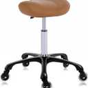 Hydraulic Saddle Stool with Wheels Height Adjustable Stylish Ergonomic Rolling Swivel Chair for Hygienic Clinic Salon Tatoo Massage Office (Camel)