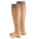 NuVein Sheer Compression Stockings, 15-20 mmHg Support, Women's Diamond Pattern Nylons, Knee High, Closed Toe, Nude, Large