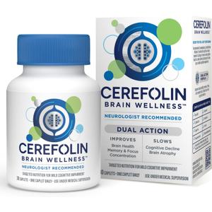 Cerefolin Brain Wellness, Targeted Nutrition for Cognitive Support, Improves Memory, Focus & Concentration, L-Methylfolate, NAC, B12, Neurologist Recommended (30 Count)