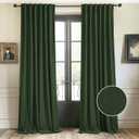 StangH Olive Green Velvet Curtains for Living Room Luxury Print Christmas Holiday Decor Thermal Insulated Privacy Drapes for Sliding Door Nursery Bedroom, W52 x L96, 2 Panels