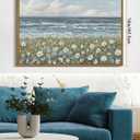 2 x SHENIFY Vintage Landscape Framed Wall Art Sea Coastal Wildflower Field Scenery Farmhouse Decor Retro Painting for Living Room Bedroom Ready to Hang Wall Artwork - 16x24in Natural Framed