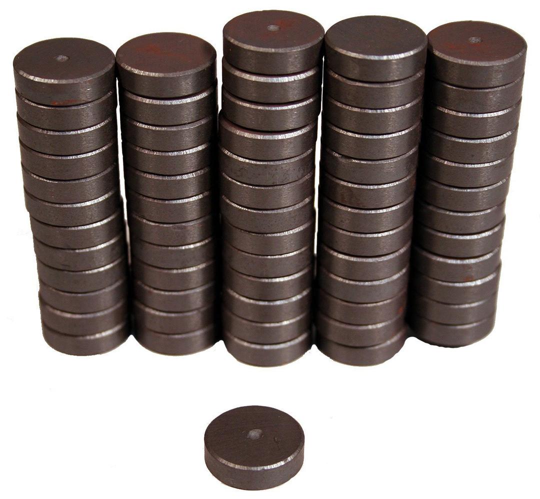 Creative Hobbies 100 Pcs Industrial Ceramic Circle Magnets 11/16 Inch Flat - 18mm Round Disc - 3/16" Thick - Ferrite Magnets Bulk for Crafts, Science & Hobbies, Refrigerator or Whiteboard