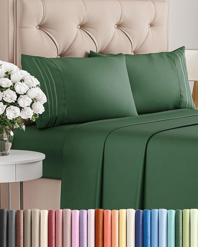 Queen Size 4 Piece Sheet Set - Comfy Breathable & Cooling Bed Sheets Set - Hotel Luxury Bedding for Women, Men, Kids, Teens, Boys & Girls - Deep Pockets, Soft, Wrinkle Free - Oeko-Tex - Emerald Green