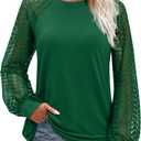 Uhiger Womens Long Sleeve Tops Fashion Cute Lace Blouses Business Casual Crew Neck Shirts 2026 Trendy Work Outfits (M)