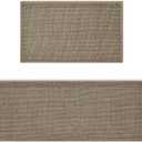 Artoid Mode Washable Non-Skid Kitchen Rugs and Mats Set of 2, Rubber Backing Kitchen Mats for Floor Front of Sink Home Decor - 17x29 and 17x47 Inch (Beige Grey)