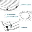Bottom of Sink Protector Rack, Stainless Steel 13.2"x11.6" Sink Grid Dish Drying Rack Grate with Rear Drain Hole 2 Packs