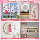 2 x 9 Sheets Valentines Day Window Clings Decor: Double-Sided Gnome Window Stickers, Cute Heart & Love Static Cling Decals, Reusable Valentine Decorations for Home School Office Party and Store