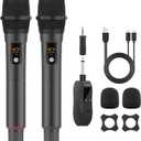 Aveek Wireless Microphone for Karaoke, Professional Handheld Microphone for Singing with Rechargeable Receiver, Cordless Karaoke Mic for Speaker, PA System, DJ, Party, Speech, (2pcs) (2 mic)