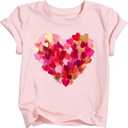 Girls Valentines Day Shirt Kids Cute Love Heart Graphic T-Shirts Toddler Valentine Short Sleeve Tee 2026 (3-10 Years)