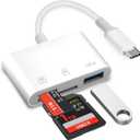 USB C SD Card Reader, USB 3.0 High-Speed Memory Card Reader, USB C to Micro SD/SD Card Adapter Compatible with iPhone 15/16/17, Android, Tablets, Computers, Digital Camera Viewer