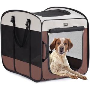 DONORO Dog Kennels and Crates for Medium Dogs, Portable Pop Up Indoor Pet Cage with Sturdy Wire Frame, Collapsible Travel Crate Soft Sided Cat Bag Escape Proof (32 Inch)