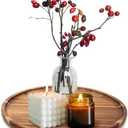 Acacia Round Wood Tray Decorative Serving Trays for Ottoman Coffee Table Candle Holder Tray Kitchen Counter Island Accents Home Decor Circle Circular Wood Centerpiece Trays for Dining Room Table