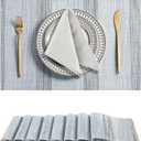 Leetaltree LightSteel Blue Placemats Set of 8 - Heat Resistant Non-Slip Place mats for Dining Table, Washable Durable PVC Vinyl Woven Table MatsLightSteel Blue, 8