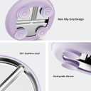 Bakpoco Stainless Steel Baby Plate with Suction, 9 Divided Toddler Plates with Removable Silicone Sleeves for Kids, Non-Toxic Non-Slip Unbreakable Dishwasher Safe Dinnerware Set of 2, Pink & Lilac