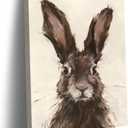 FLZYKGPA Painting Prints Brown Rabbit Canvas Wall Art - Neutral Tone Brushstroke Bunny Portrait, Modern Rustic Decor for Living Room Gallery Kitchen, High Definition Print Ready to Hang Artwork (8"L x 12"W, Picture 3)