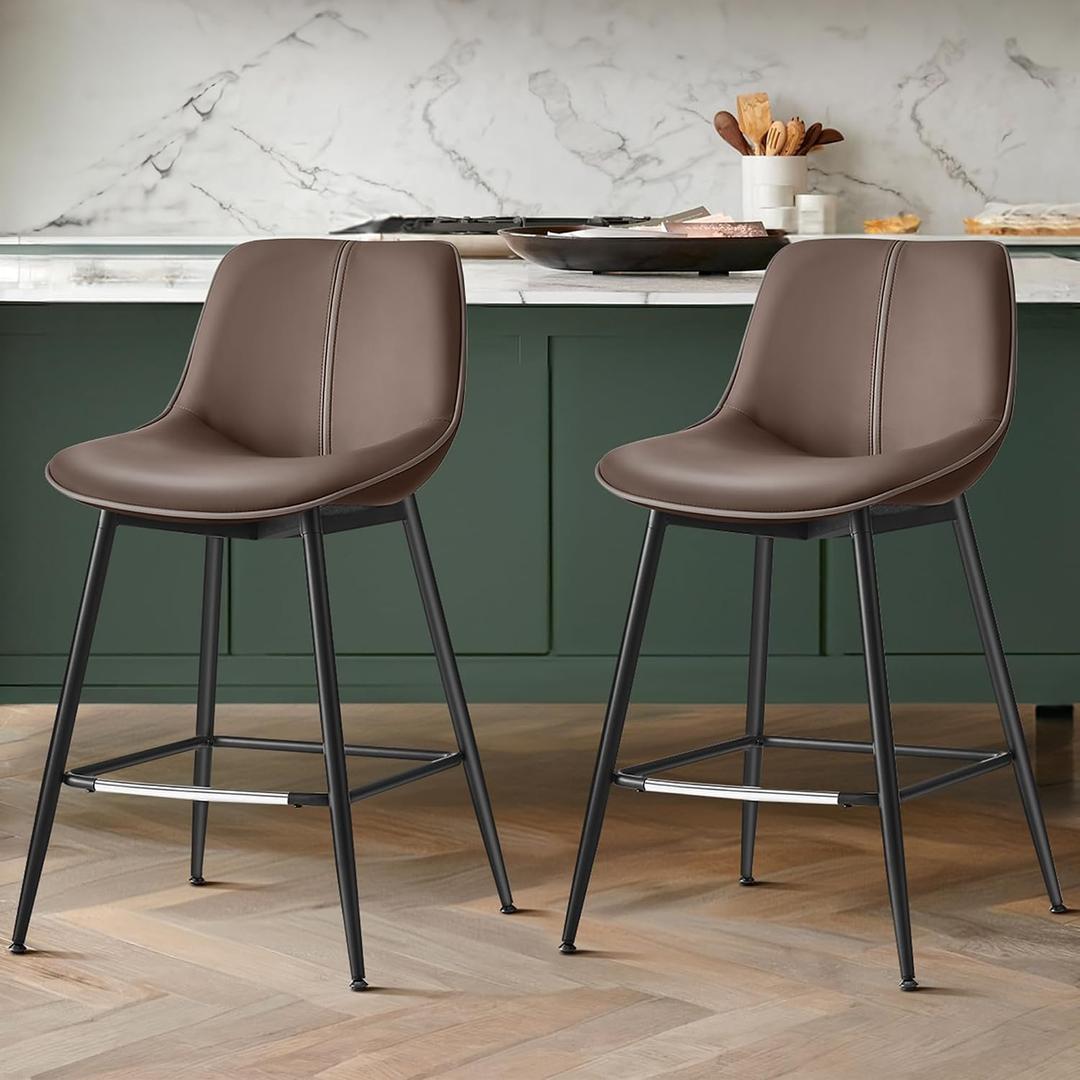 VASAGLE Bar Stools Set of 2, Counter Height, with Back, 24.8-Inch