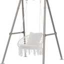 G TALECO GEAR Hammock Chair Stand,Heavy-Duty Steel Hammock Stand,300LBS Multi-Use Swing Stand for Outdoor IndoorHammock Chair not Include (Silver)