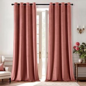 ANRODUO Dusty Rose Pink Velvet Curtains 84 Inches Long Blackout Thermal Insulated Soundproof Curtain Privacy Room Darkening Curtains Grommet Window Drapes for Bedroom Living Room Set of 2