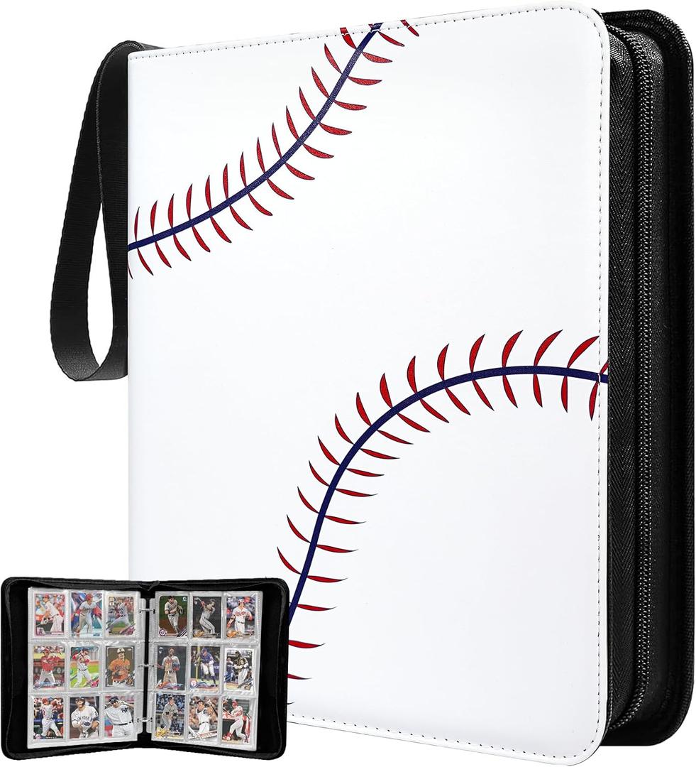 990 Pockets Baseball Card Binder, Trading Card Collection Binder with 55 Removable Sleeves, Double Sided Pocket Sports Card Binder for MTG TCG Game Card (White)