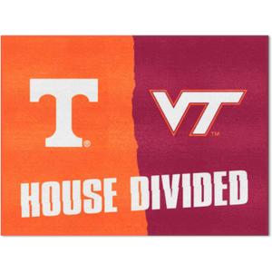 FANMATS NFL Unisex-Adult House Divided Mat (2'10" x 3'7" (Rectangular), Tennessee / Virginia Tech)