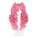 Adequate Long Curly Pink Lolita Wig 2 Ponytails Clip on Cosplay Wig for Women Anime Party Halloween Costume (Pink)