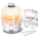 HEYVALUE Ease-Steam Bottle Sterilizer, Compact Baby Bottle Sterilizer, Fast One-Touch Operation (Esterilizador de Biberones), Electric Sterilizer for Baby Bottles, Baby Essentials & Breast Pump Parts (White)