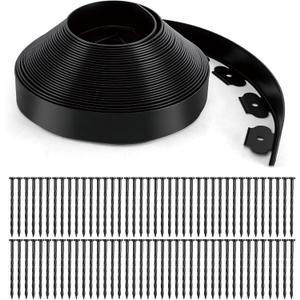 Landscape Edging, 3" x 66' Garden Edging, No Dig Edging for Landscaping with 80 Pcs Anchoring Spikes, Flexible Landscape Border Edging for Landscaping, Yard Lawn, Flower Beds(Black)