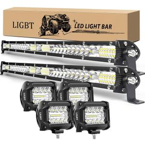 LIGBT 2Pcs 21 inch 204W LED Light Bar Kit with 4 Pods for Truck