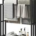 Freestanding Towel Rack, 3 Tier Wide Bamboo Stand with Shelf for Bathroom