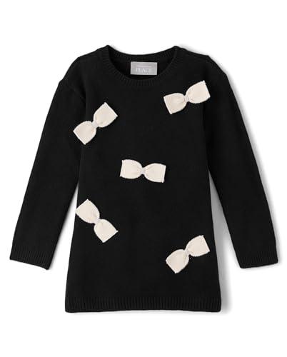 The Children's Place,Baby-Girls,and Toddler Long Sleeve Sweater Dress,Black Bows, 5T