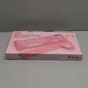 Wireless Keyboard and Mouse Combo, Typewriter Keyboard with Magnetic Wrist Rest, Full-Size Retro Round Keycaps, Smart-Sleep, 2.4GHz Stable Connection for Mac/Windows/PC, Trueque(Blush Pink)